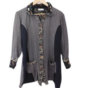 Vintage Y2K MOZART Made USA Burnout Button Down Velvet Tie Back‎ Size Medium